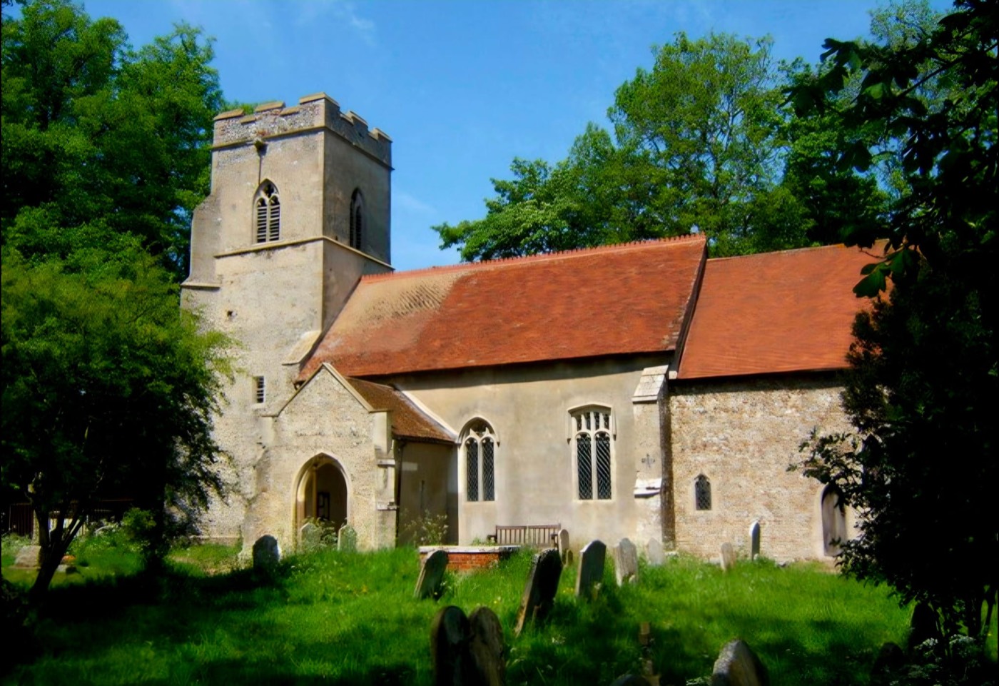 Creeting St Peter Church — Grade I listed, a short walk north of Flint Hall